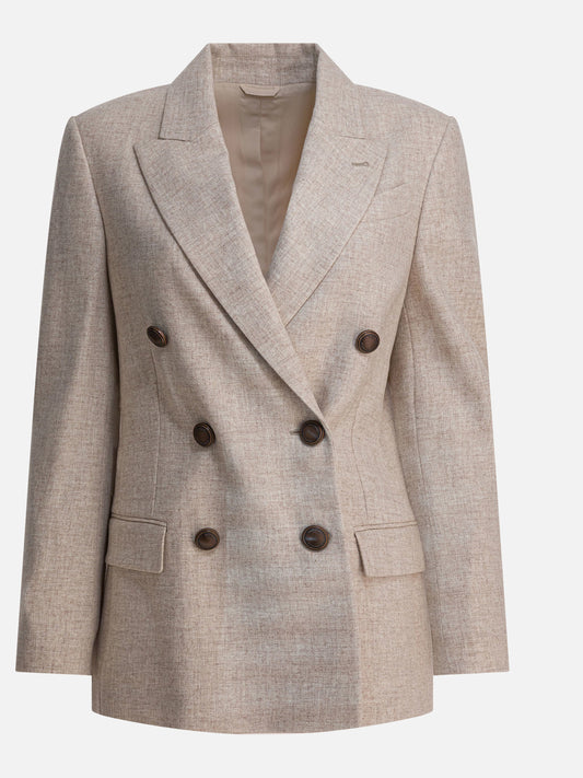 Blazers Solid colour  Beige - Brunello Cucinelli Women | PDP | VIETTI Online Store 
