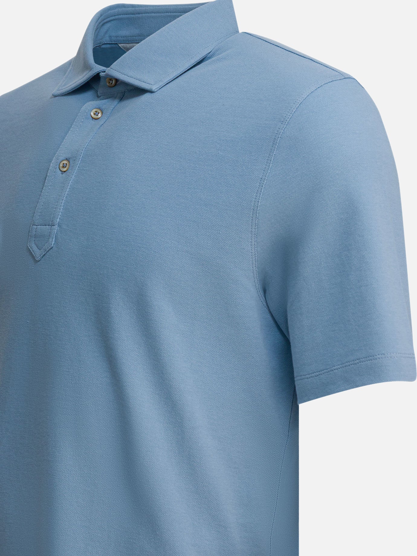 Polo shirts with buttons Solid colour  Light blue - Brunello Cucinelli Men | PDP | VIETTI Online Store | Zoom-Modal_4
