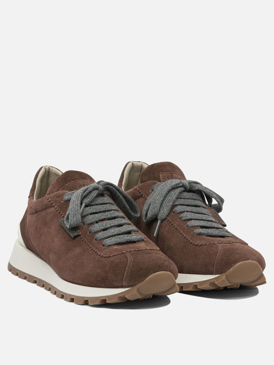 Low top sneakers 100% suede - 100% rubber  Bordeaux - Brunello Cucinelli Women | PDP | VIETTI Online Store | 2

