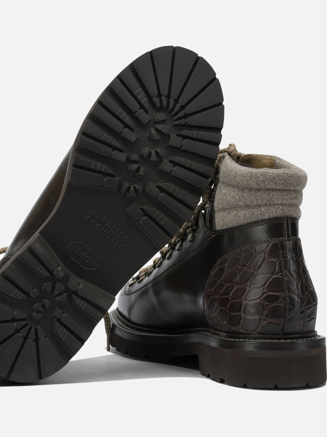 Lace-up boots 100% leather - 100% rubber  Brown - Brunello Cucinelli Men | PDP | VIETTI Online Store | thumbnail_5