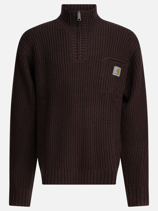 Half zip sweaters Logo  Brown - Carhartt WIP Men | PLP | VIETTI Online Store 
