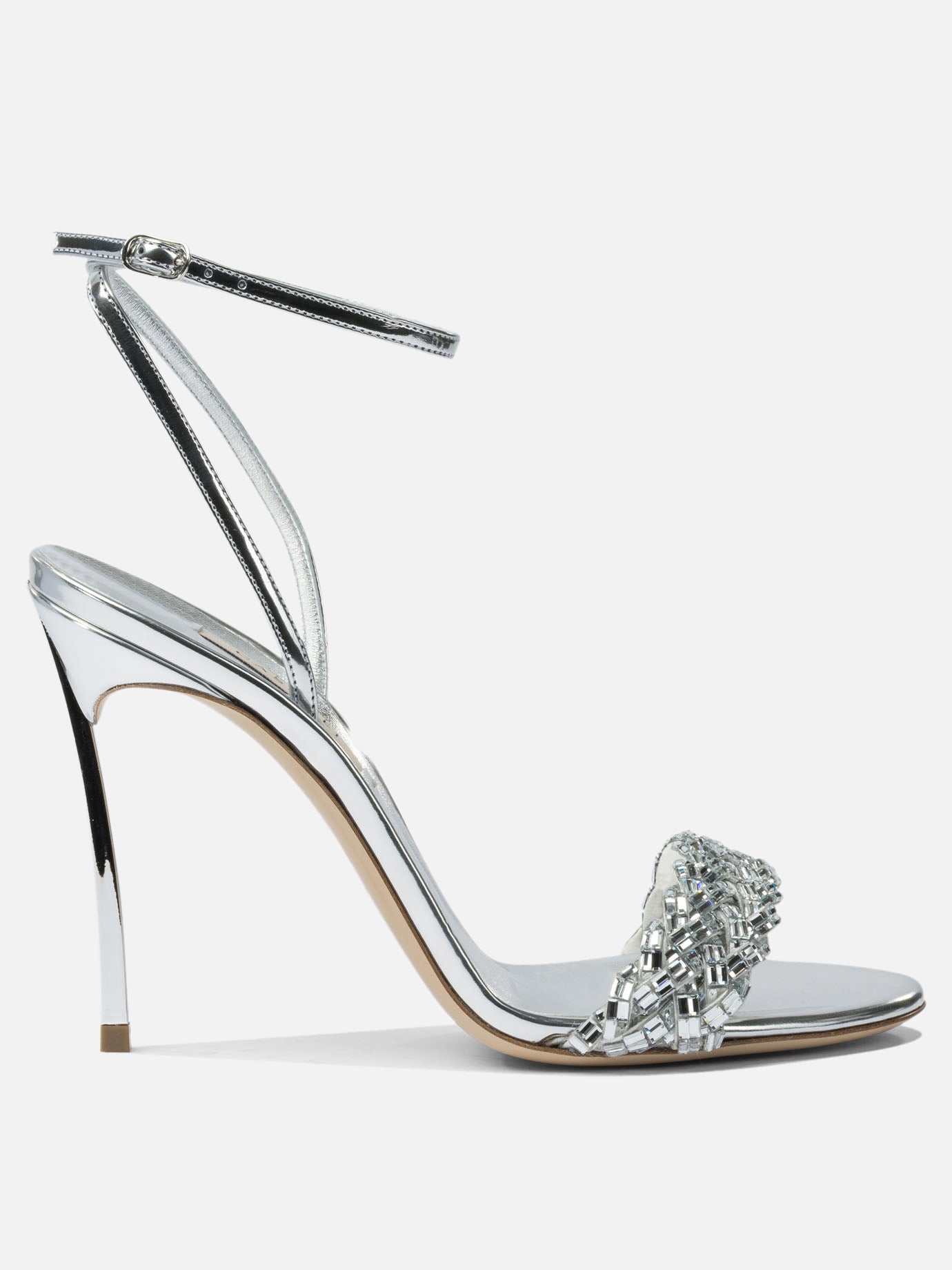 Heeled sandals 100% leather - 100% leather  Silver - Casadei Women | PDP | VIETTI Online Store | Zoom-Modal
