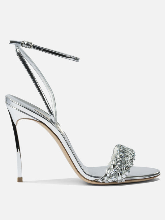 Heeled sandals 100% leather - 100% leather  Silver - Casadei Women | PLP | VIETTI Online Store 
