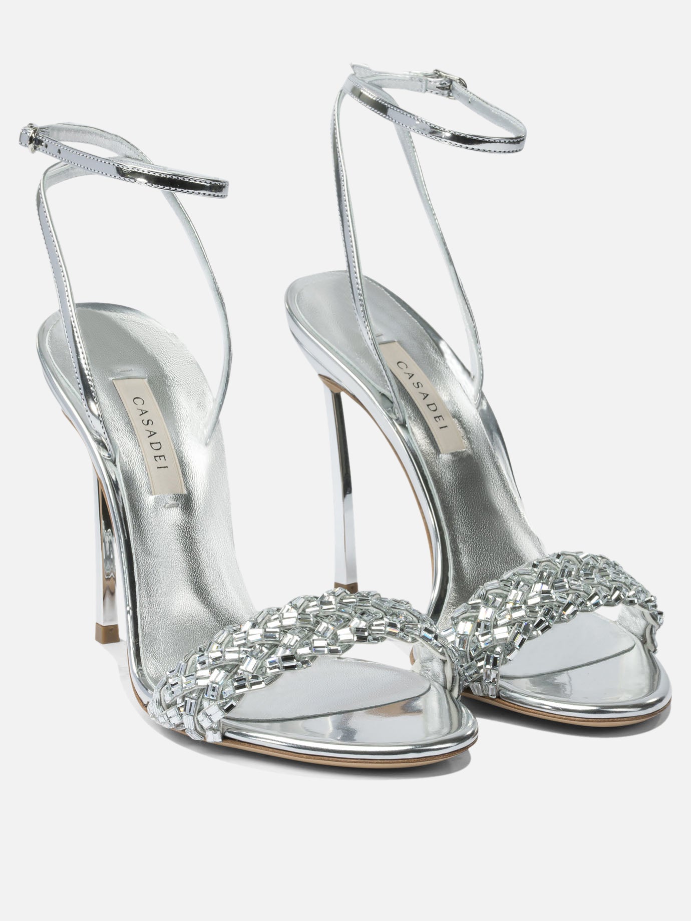 Heeled sandals 100% leather - 100% leather  Silver - Casadei Women | PDP | VIETTI Online Store | thumbnail_2