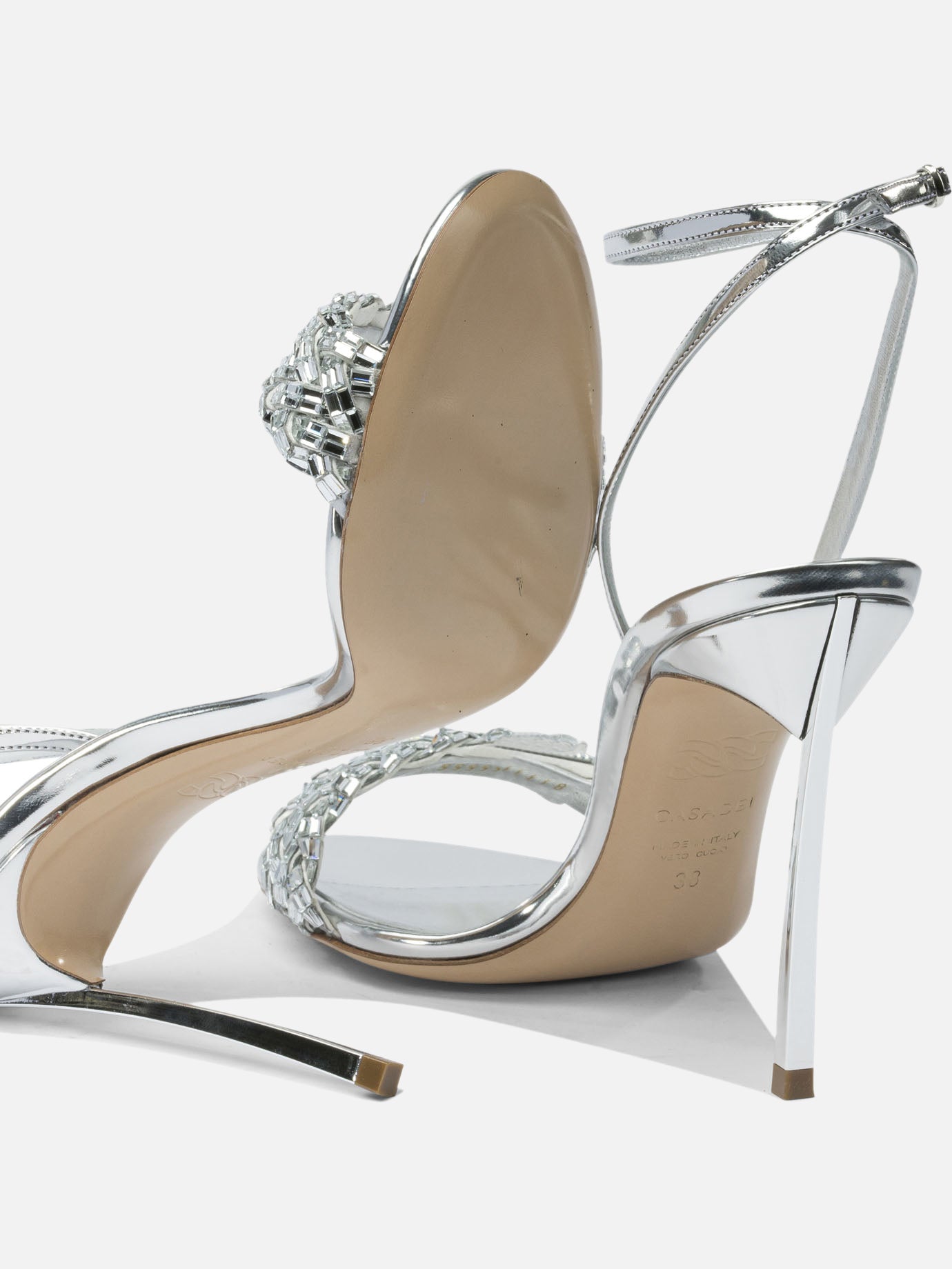 Heeled sandals 100% leather - 100% leather  Silver - Casadei Women | PDP | VIETTI Online Store | thumbnail_5