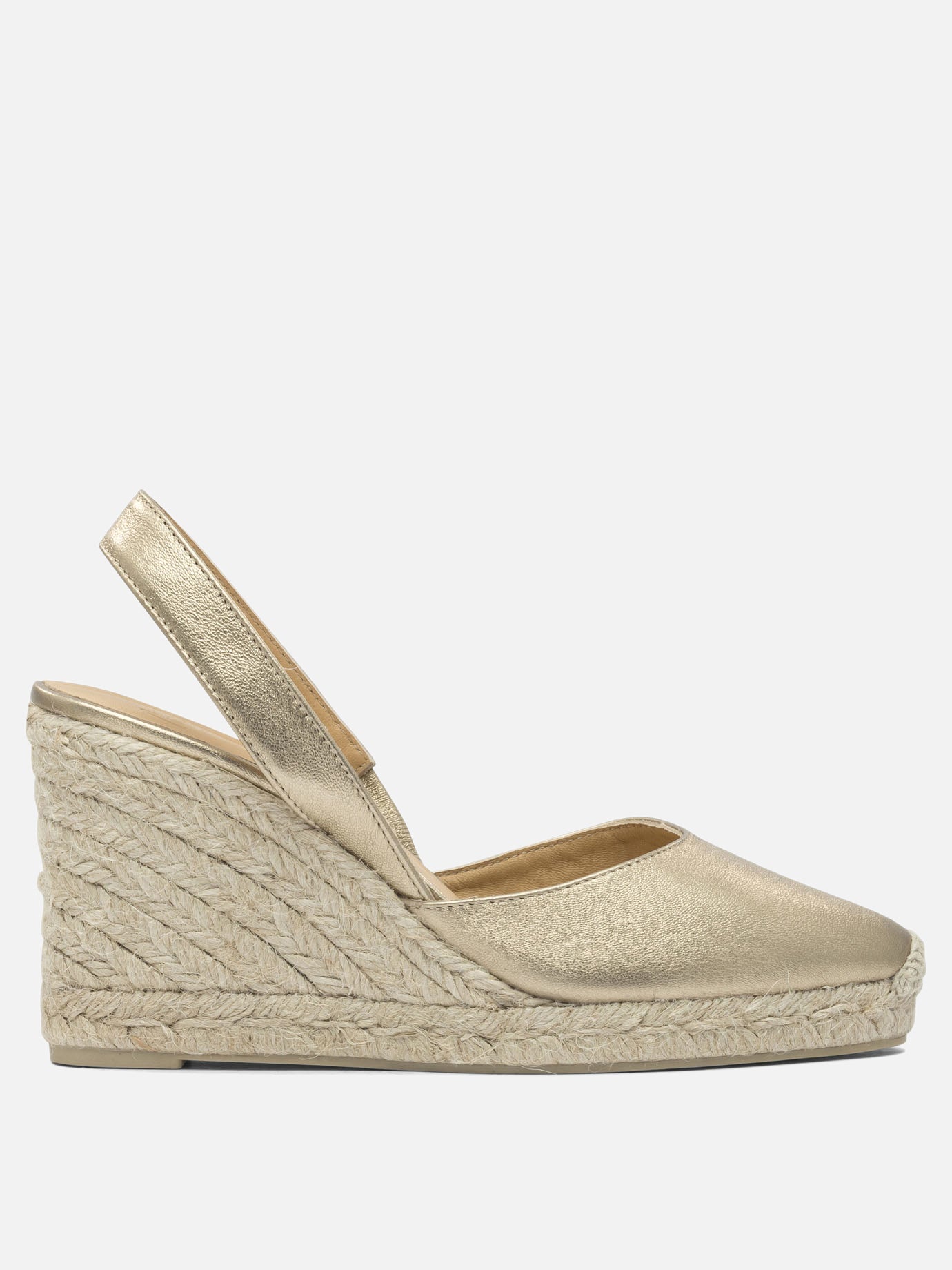 Heeled espadrilles 100% leather - 100% rubber  Gold - Castañer Women | PDP | VIETTI Online Store | thumbnail