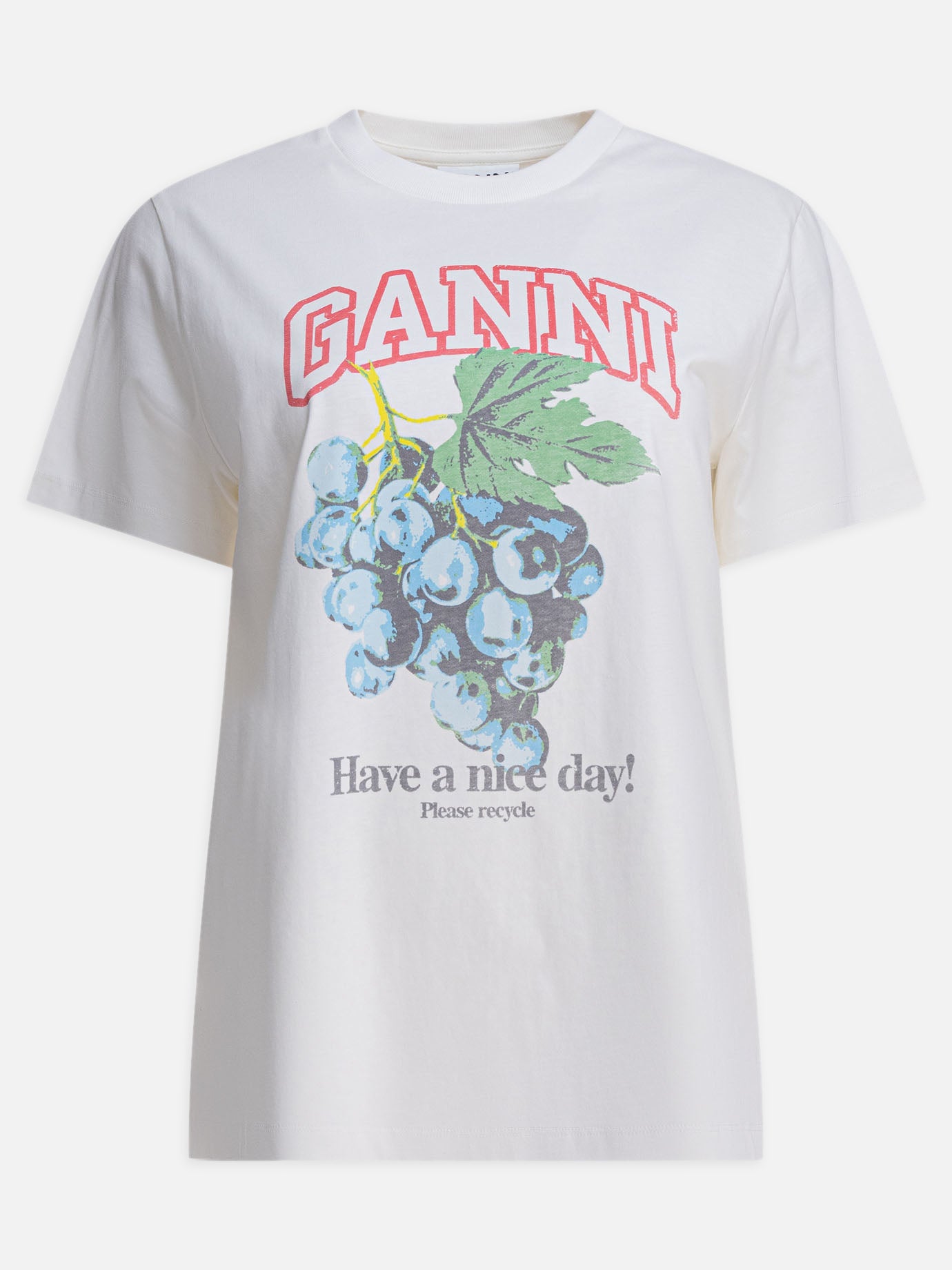 Ganni T-shirt with print and logo 19011308_L Beige thumbnail_1