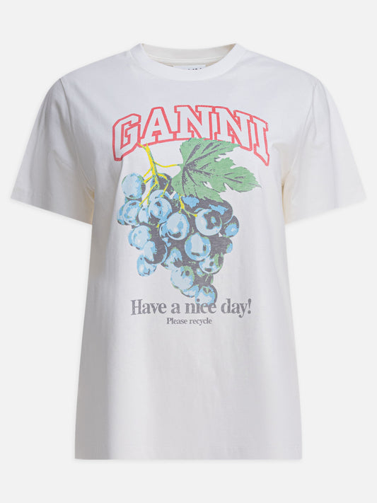 Ganni T-shirt with print and logo 19011308_L Beige 1