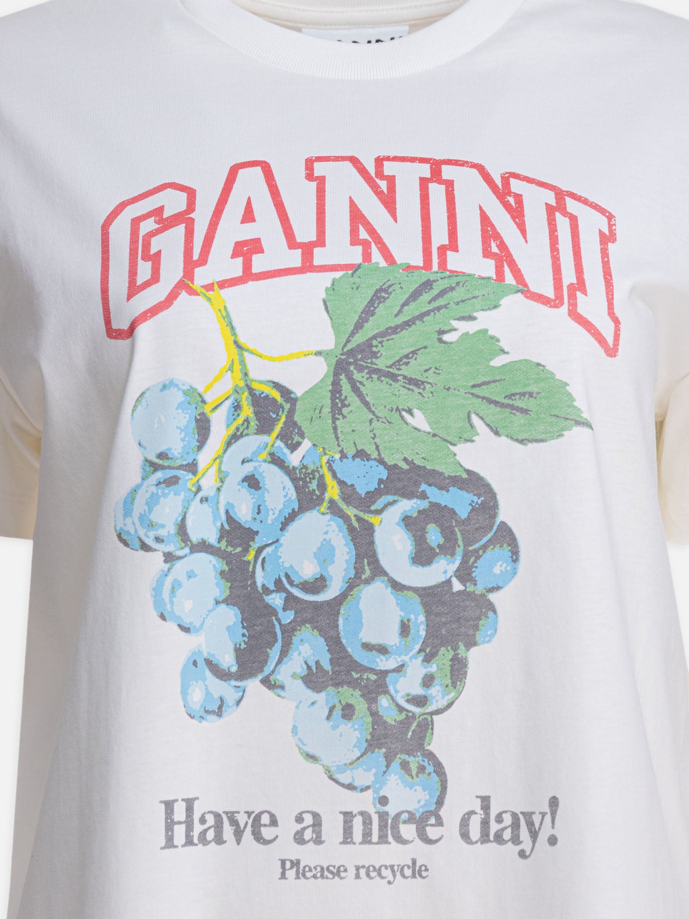 Ganni T-shirt with print and logo 19011308_L Beige thumbnail_3