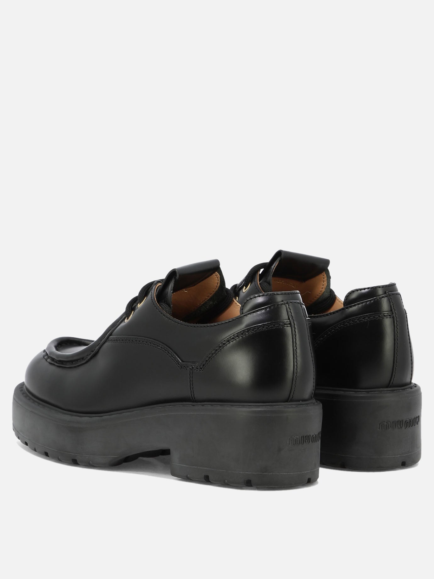 Laced loafers 100% calf leather - 100% calf leather  Black - Miu Miu Women | PDP | VIETTI Online Store | thumbnail_4