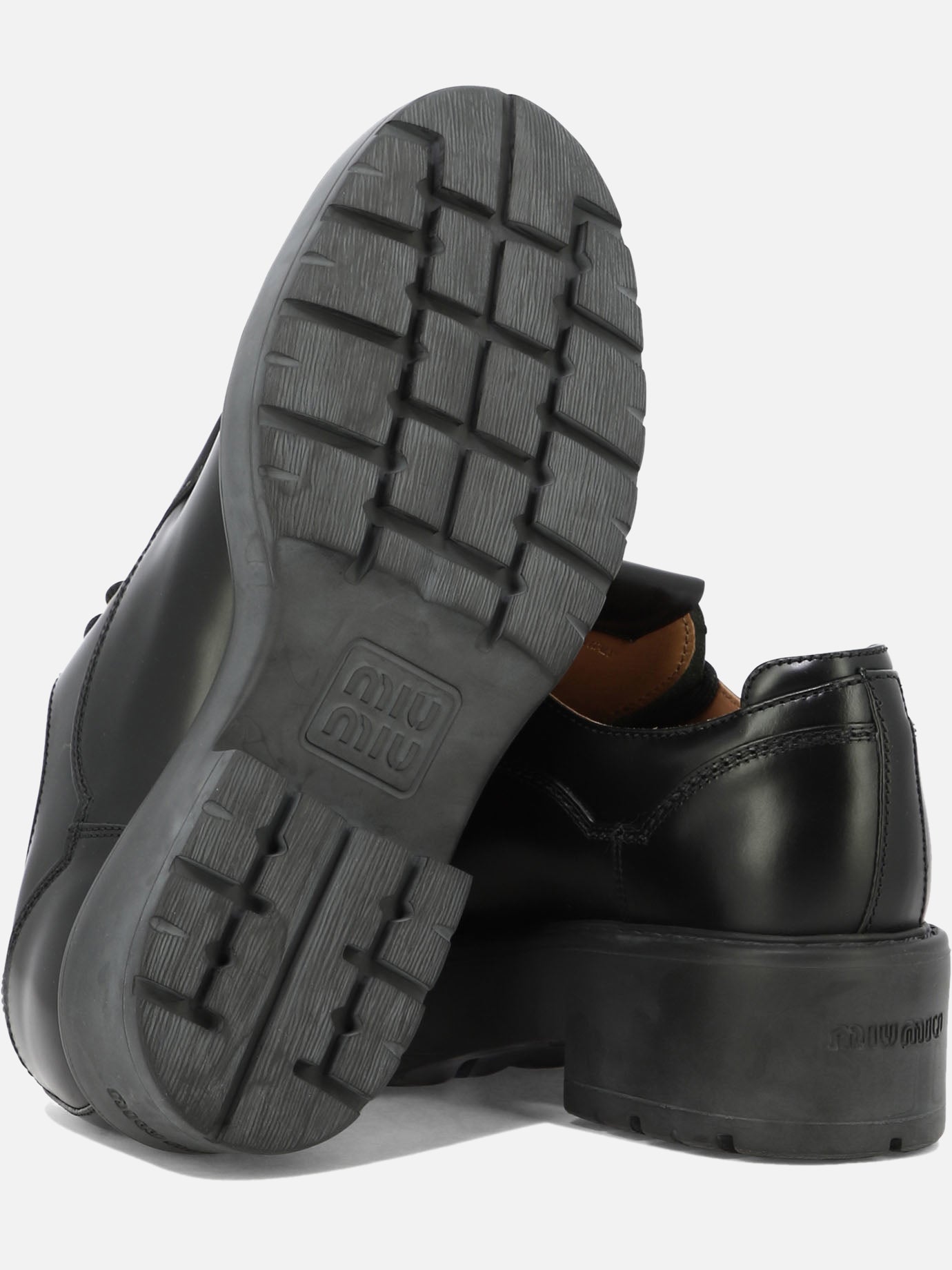 Laced loafers 100% calf leather - 100% calf leather  Black - Miu Miu Women | PDP | VIETTI Online Store | thumbnail_5