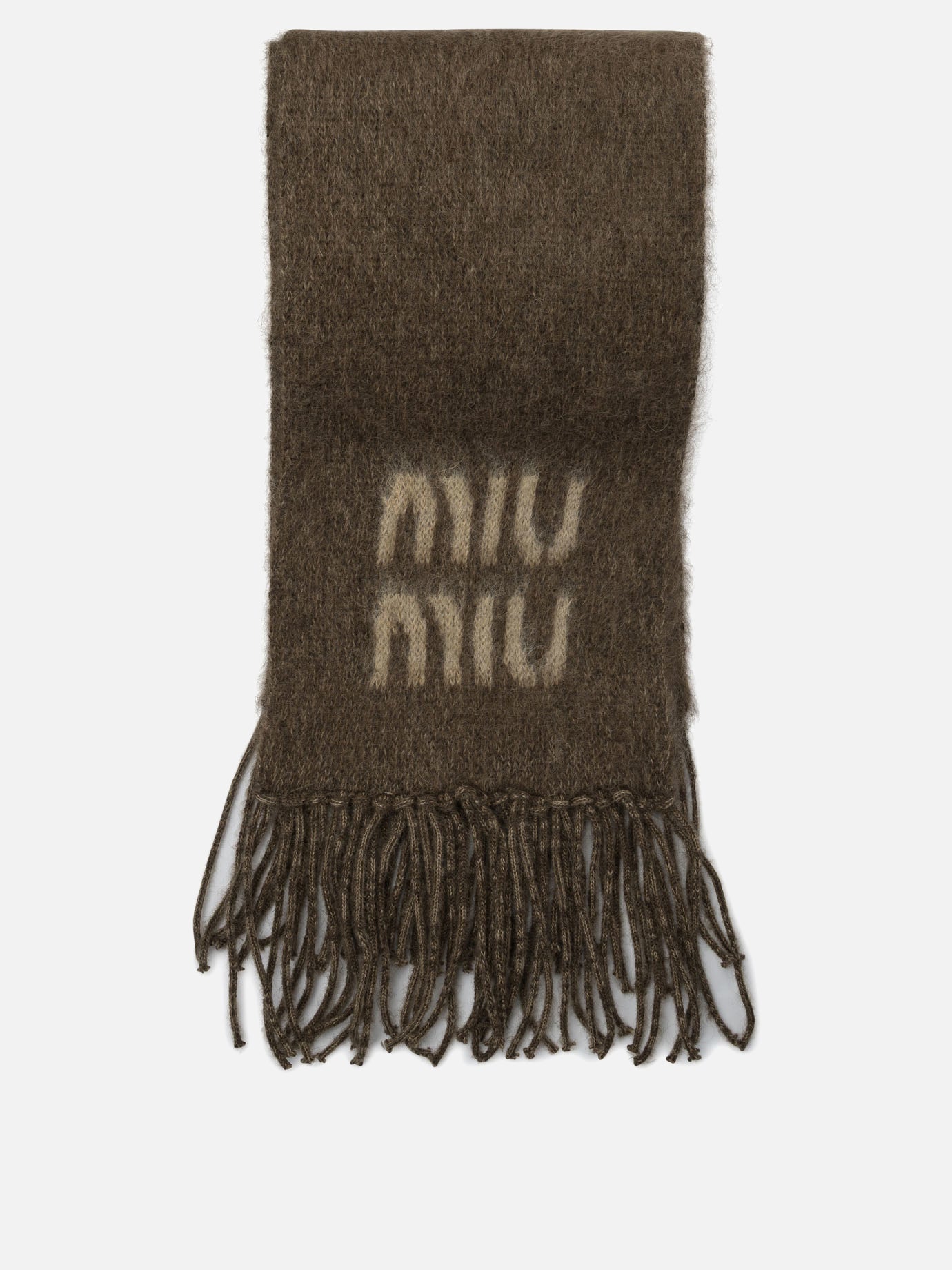 Fringed scarves 5FS062  Brown - Miu Miu Women | PDP | VIETTI Online Store | Zoom-Modal
