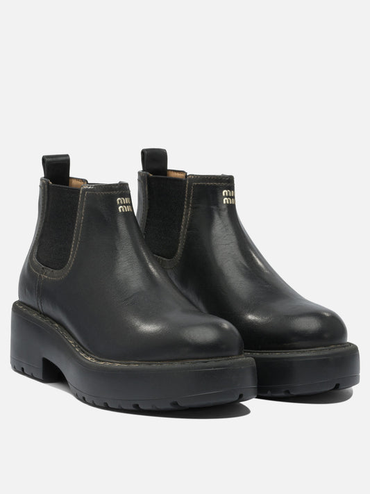 Chelsea boots 100% leather - 100% rubber  Black - Miu Miu Women | PDP | VIETTI Online Store | 2
