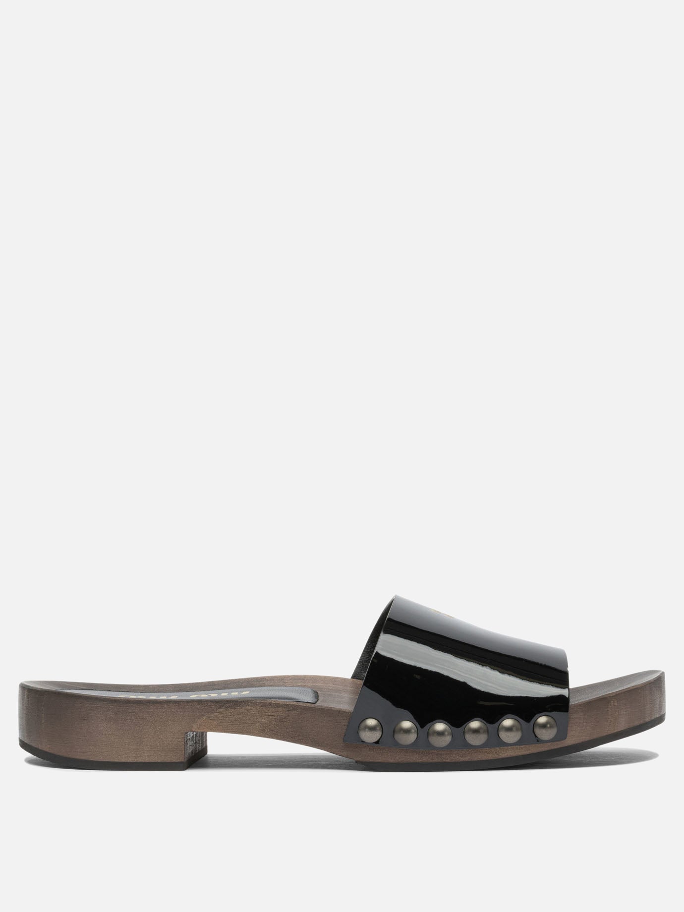 Flat sandals 100% leather - 100% wood  Black - Miu Miu Women | PDP | VIETTI Online Store | Zoom-Modal

