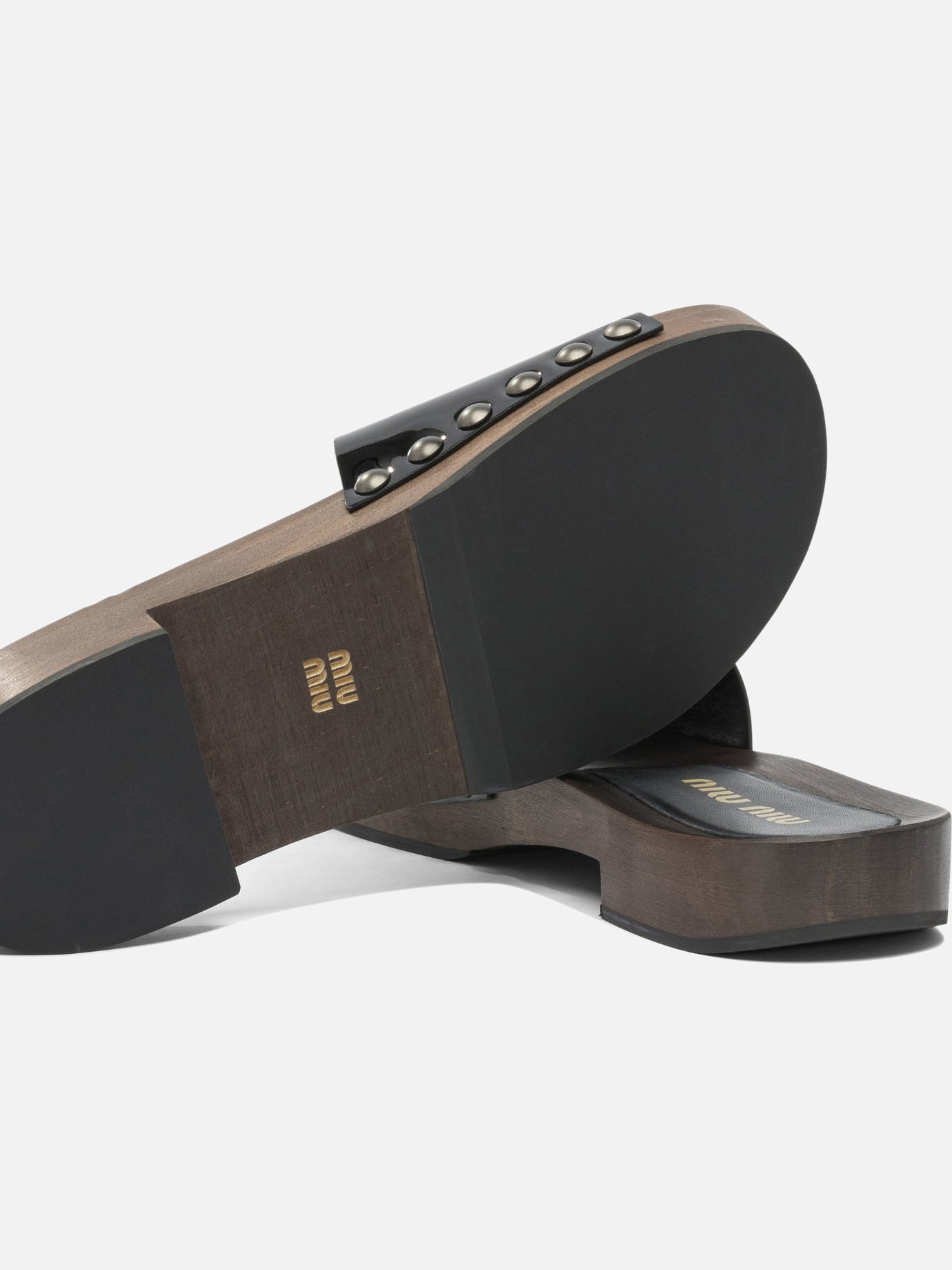 Flat sandals 100% leather - 100% wood  Black - Miu Miu Women | PDP | VIETTI Online Store | thumbnail_5