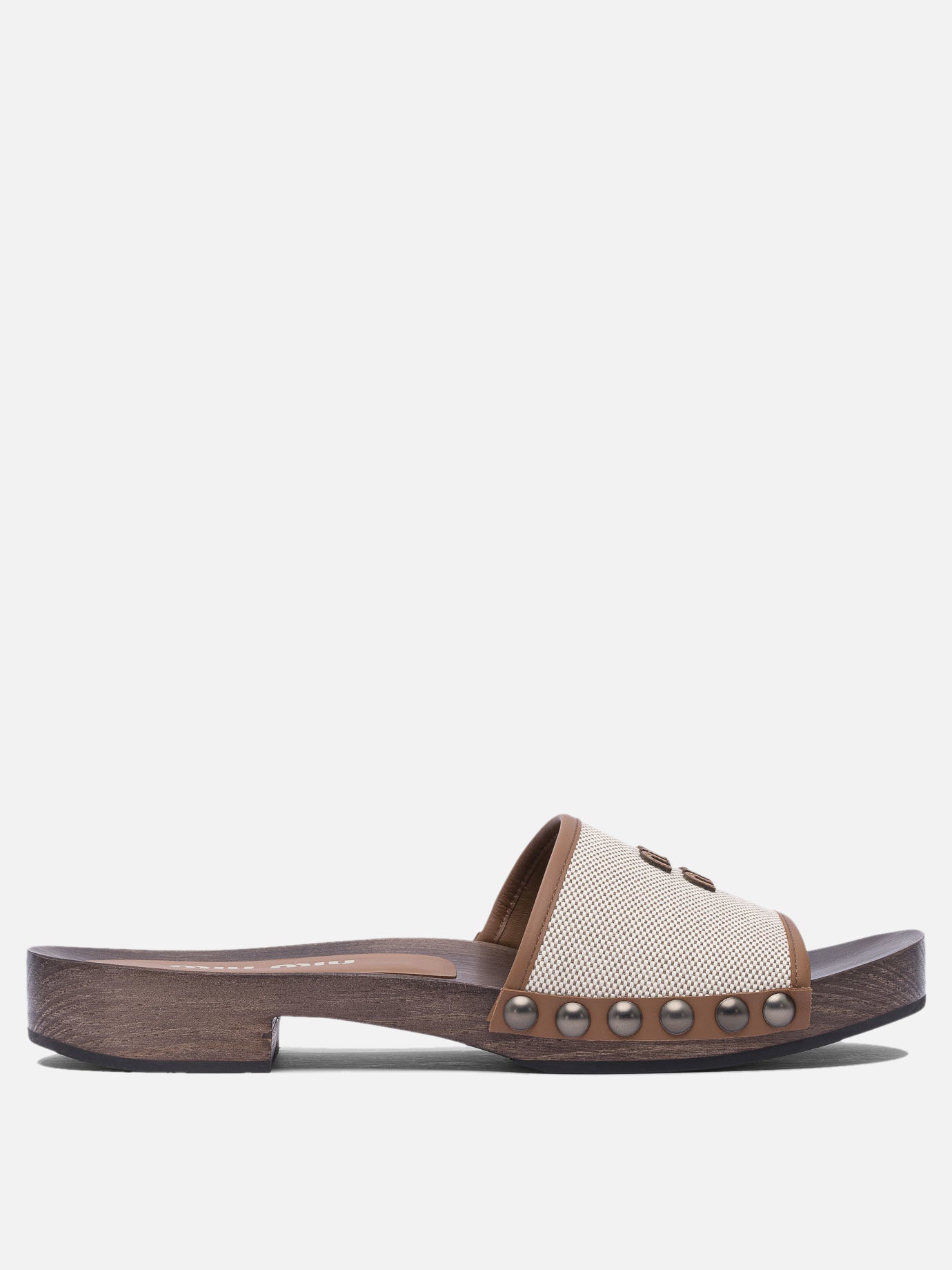Flat sandals 100% cotton - 100% triplochiton sclero  Beige - Miu Miu Women | PDP | VIETTI Online Store | thumbnail
