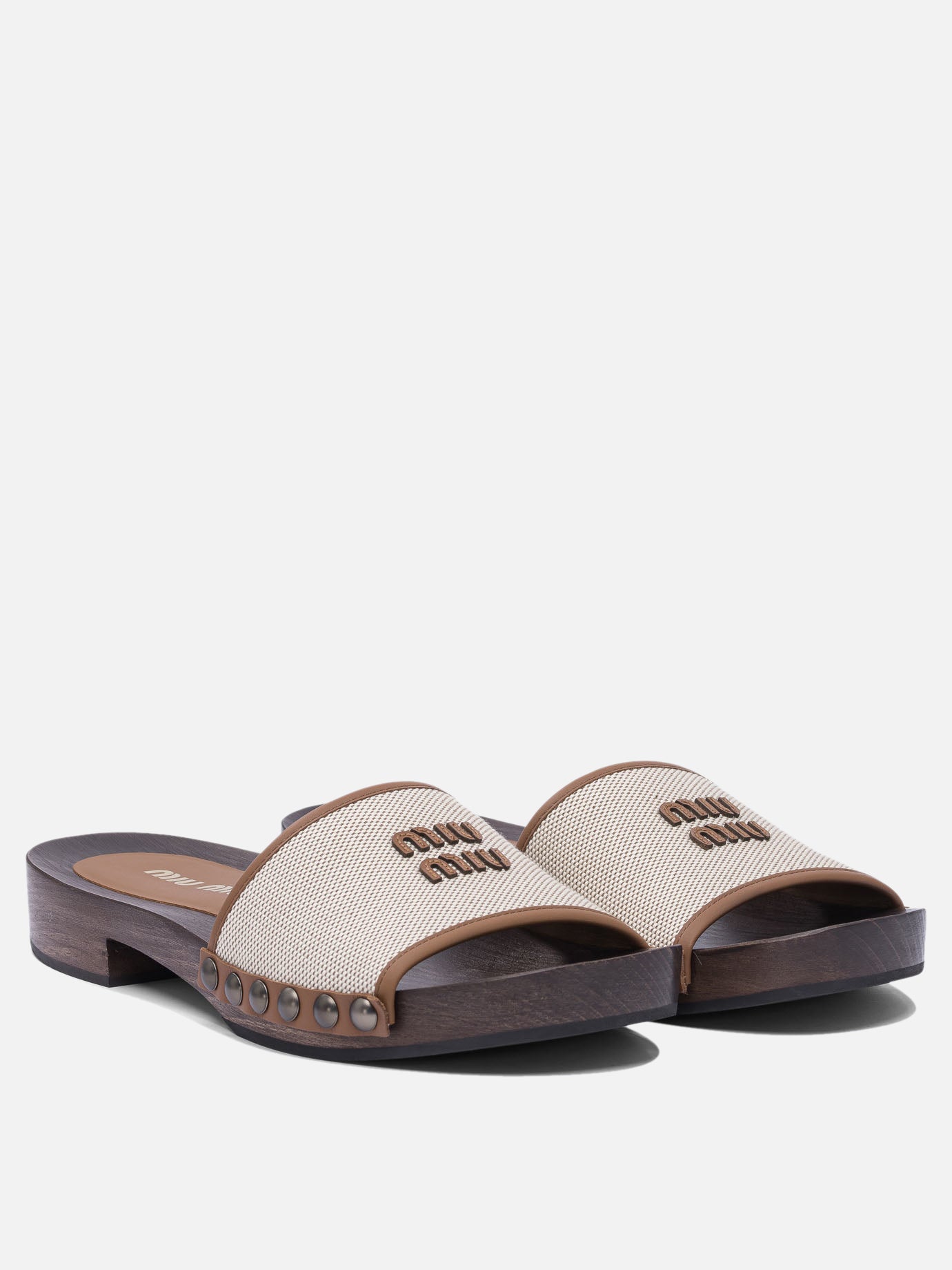 Flat sandals 100% cotton - 100% triplochiton sclero  Beige - Miu Miu Women | PDP | VIETTI Online Store | Zoom-Modal_2
