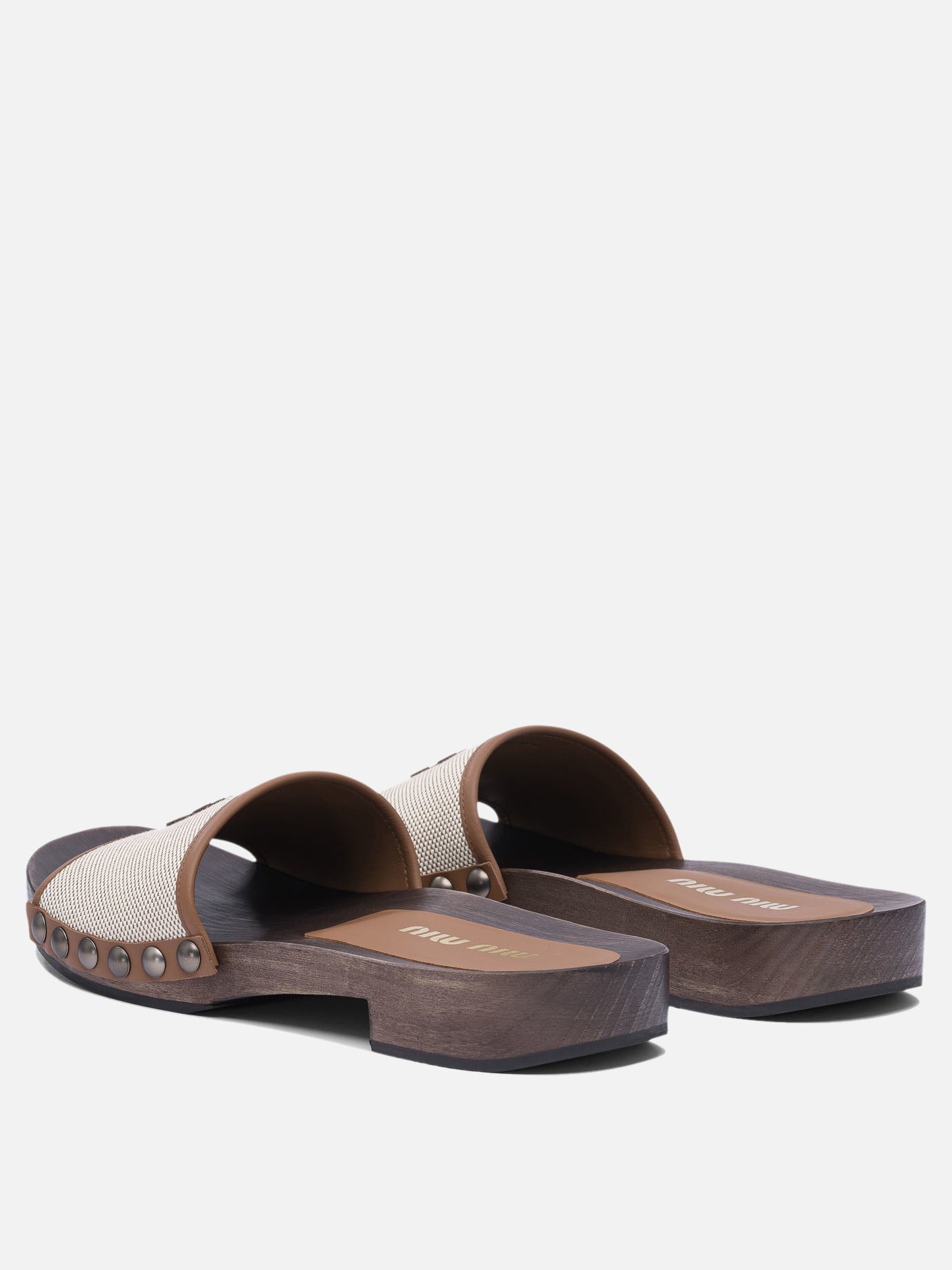 Flat sandals 100% cotton - 100% triplochiton sclero  Beige - Miu Miu Women | PDP | VIETTI Online Store | thumbnail_4