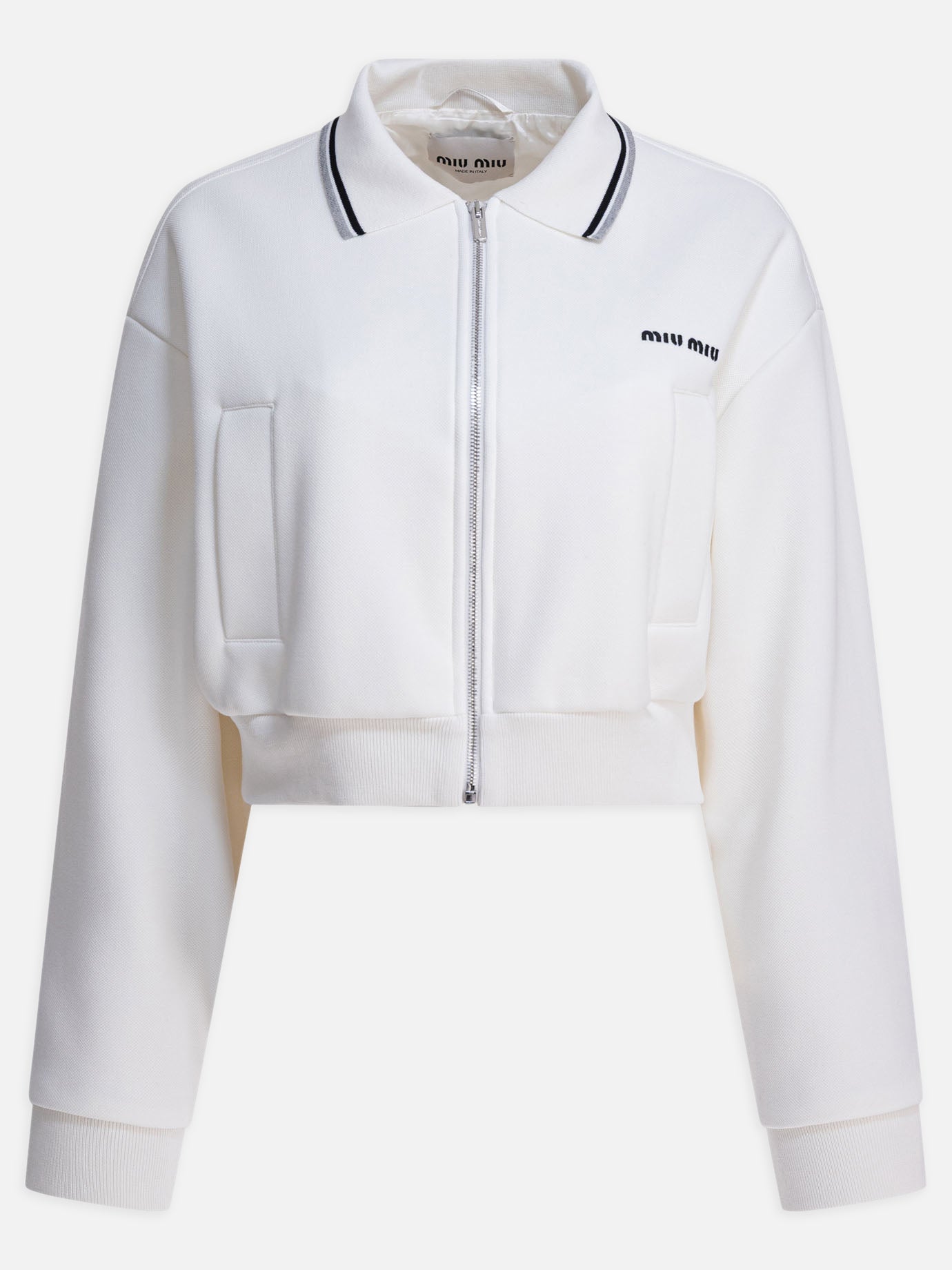 Quilted & Utility Jackets Logo  White - Miu Miu Women | PDP | VIETTI Online Store | Zoom-Modal

