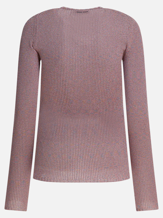 V neck sweaters Mélange  Pink - Miu Miu Women | PDP | VIETTI Online Store | 2
