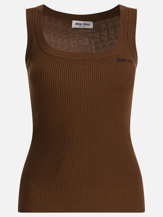 Tank tops Logo  Brown - Miu Miu Women | PDP | VIETTI Online Store 
