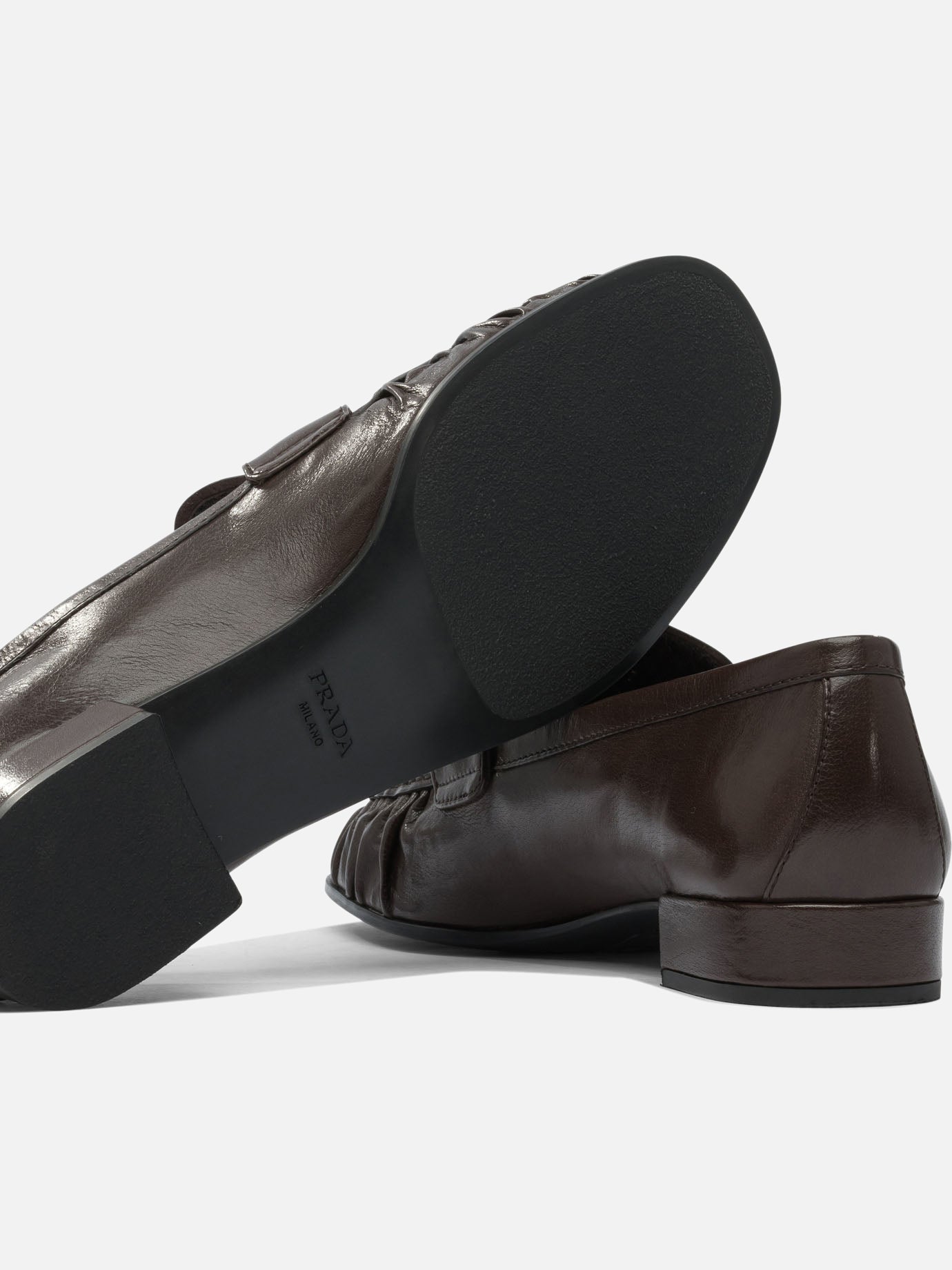 Loafers 100% bufalo leather - 80% rubber 20% leather  Brown - Prada Women | PDP | VIETTI Online Store | thumbnail_5
