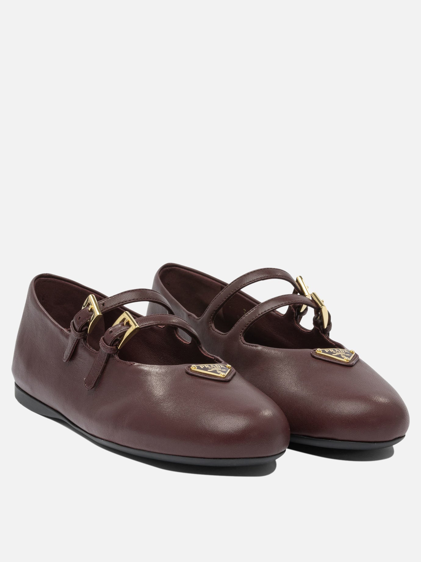 Prada Nappa leather ballet flats Bordeaux