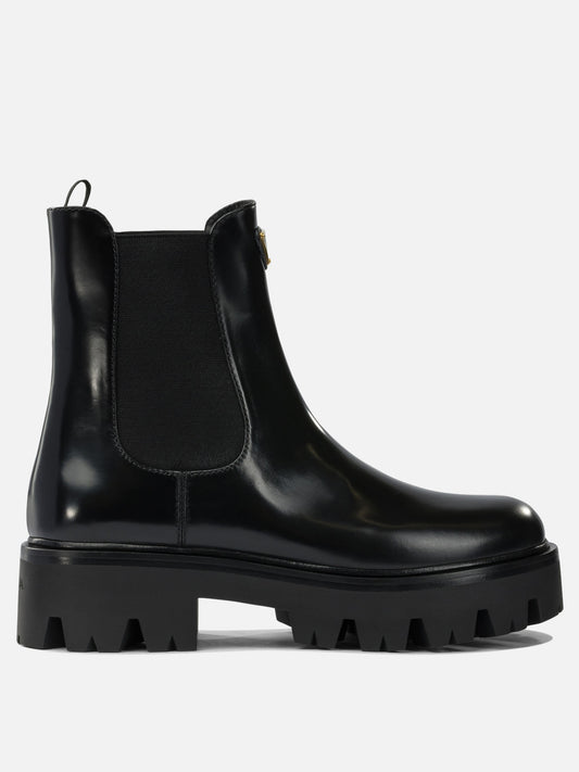 Pull-on boots 100% calf leather - 74% polyester 26% elastane  Black - Prada Women | PDP | VIETTI Online Store 
