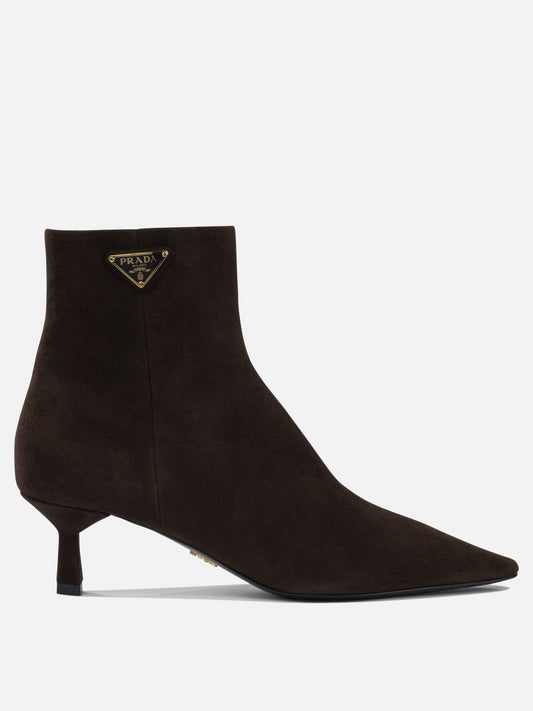 Zipped boots 100% suede - 100% leather  Brown - Prada Women | PDP | VIETTI Online Store 
