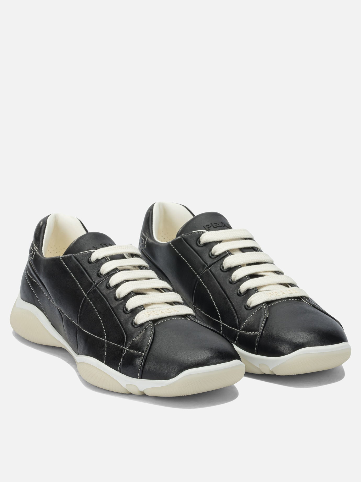 Low top sneakers 100% lamb leather - 100% rubber  Black - Prada Men | PDP | VIETTI Online Store | thumbnail_2