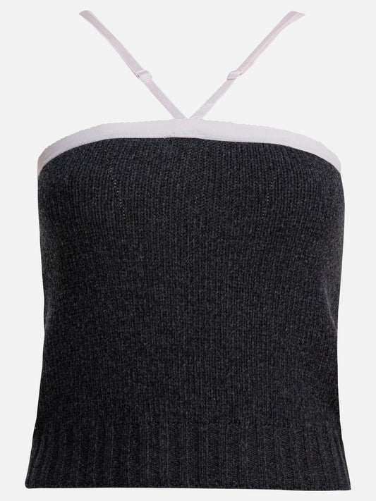 Crop tops Solid colour  Grey - Prada Women | PDP | VIETTI Online Store 
