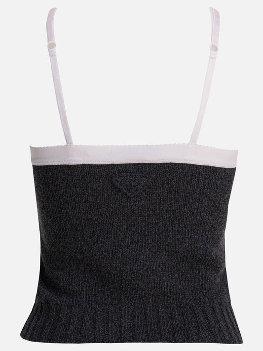 Crop tops Solid colour  Grey - Prada Women | PDP | VIETTI Online Store | 2
