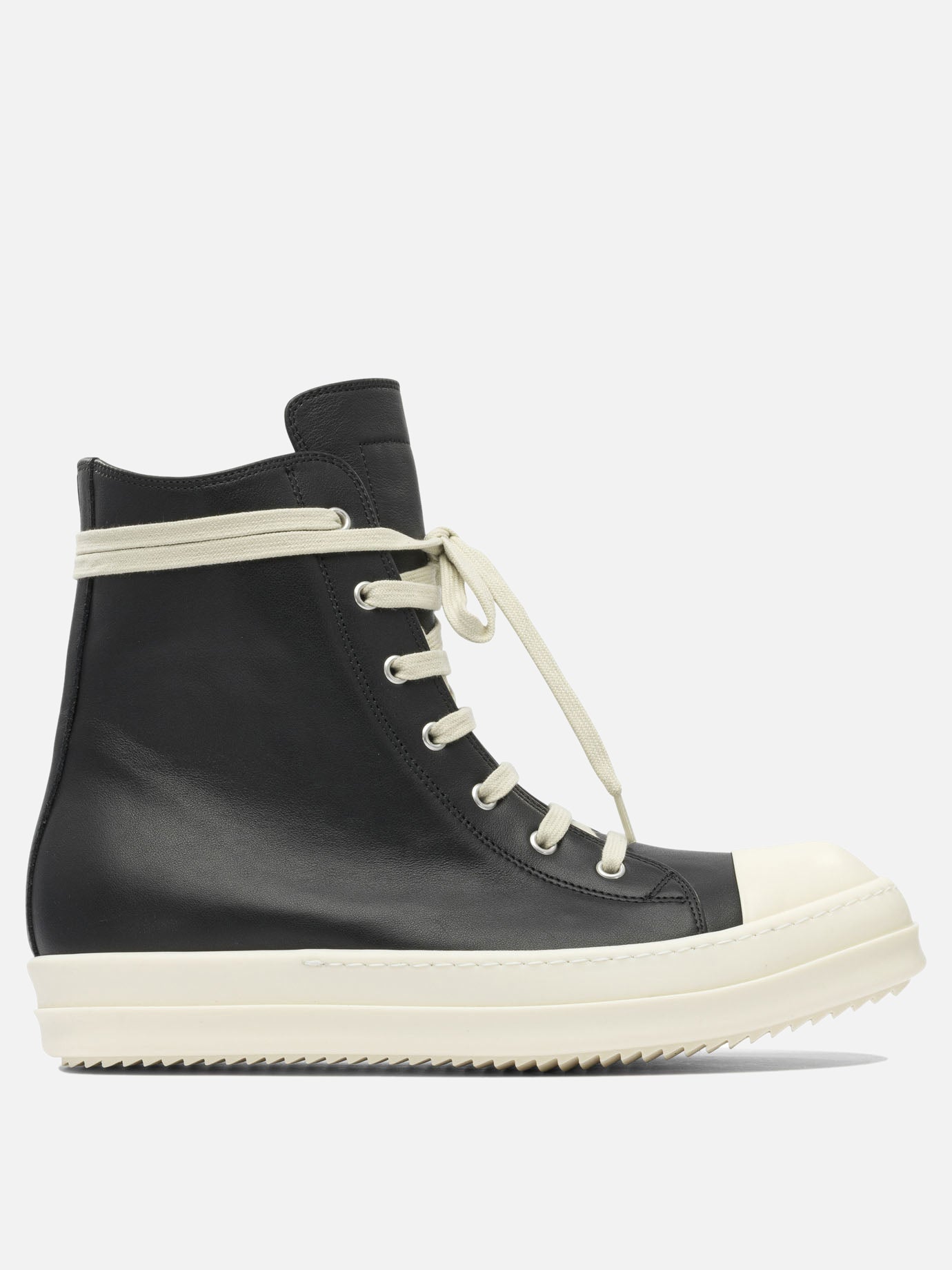 High top sneakers 100% leather - 100% rubber  Black - Rick Owens Men | PDP | VIETTI Online Store | thumbnail