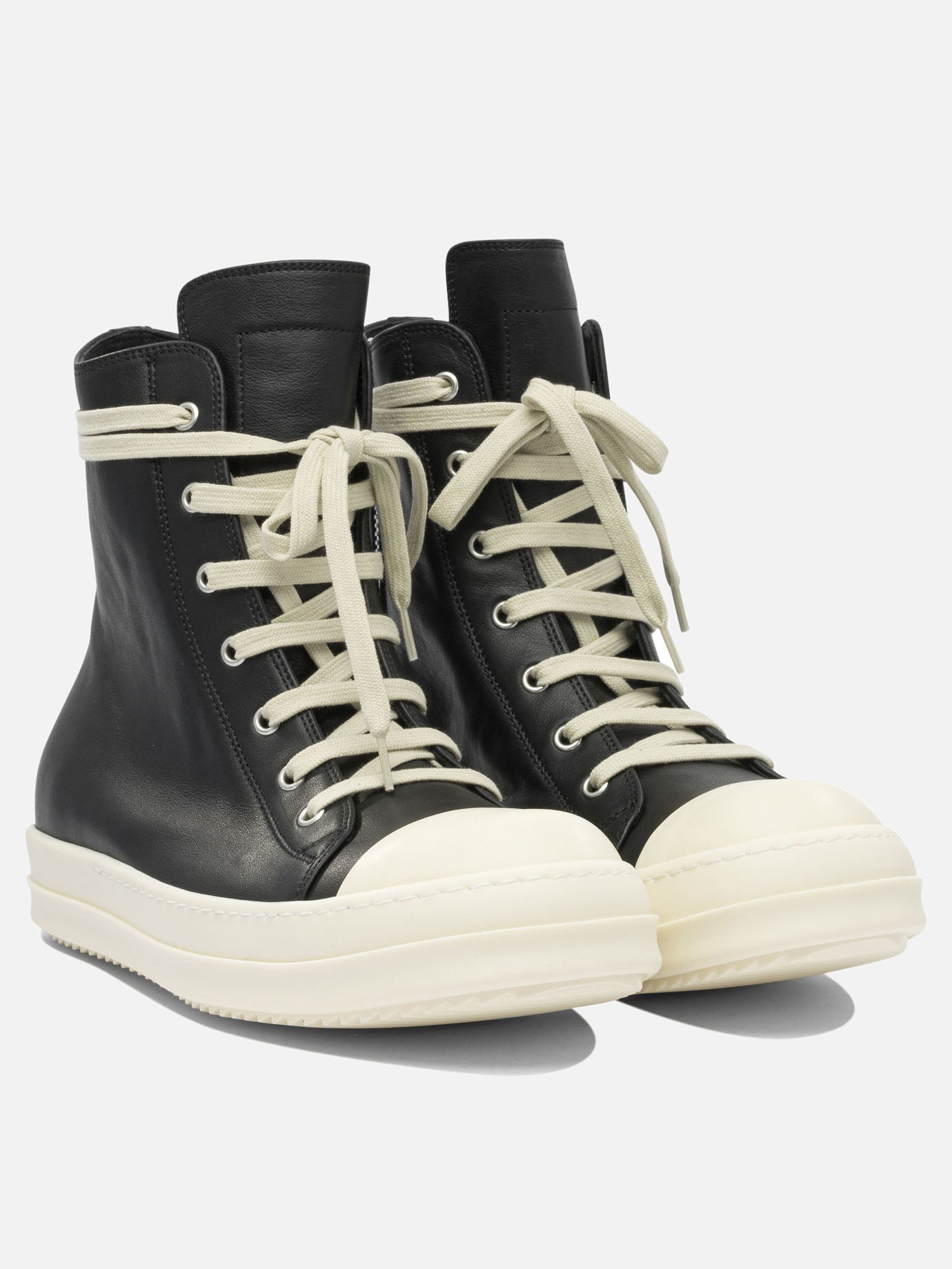 High top sneakers 100% leather - 100% rubber  Black - Rick Owens Men | PDP | VIETTI Online Store | thumbnail_2