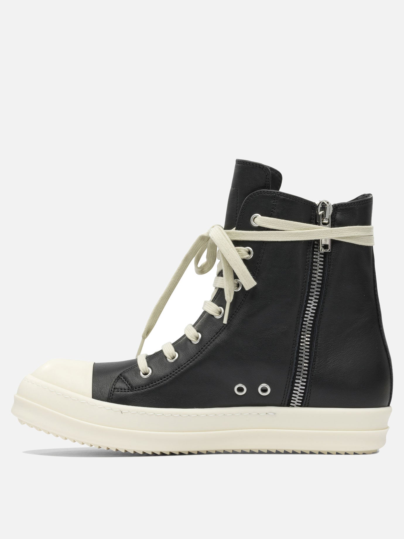 High top sneakers 100% leather - 100% rubber  Black - Rick Owens Men | PDP | VIETTI Online Store | thumbnail_3