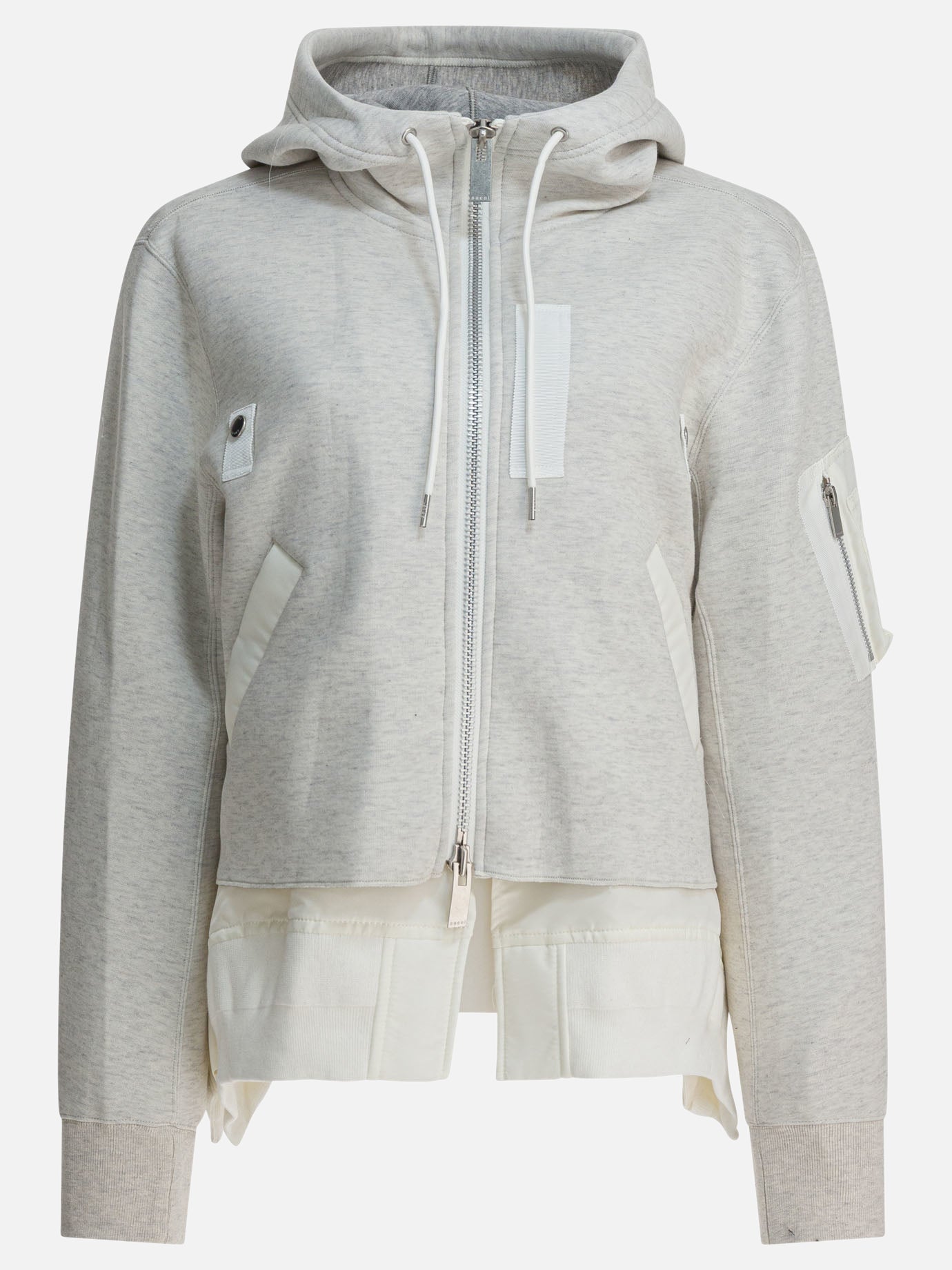 Full zip sweatshirts Solid colour  Grey - Sacai Women | PDP | VIETTI Online Store | thumbnail