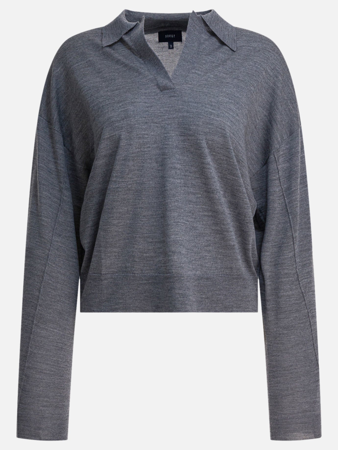 V neck sweaters Solid colour  Grey - Soeur Women | PDP | VIETTI Online Store | thumbnail