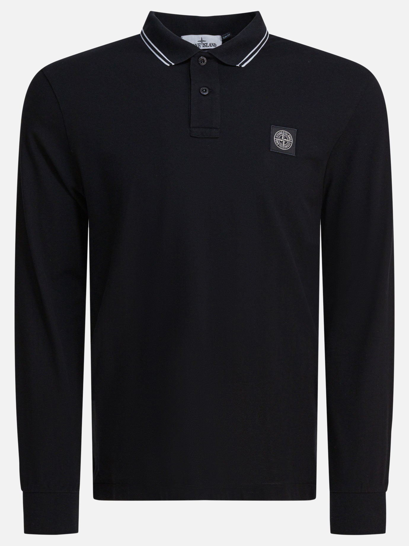 Stone Island Organic cotton and pique polo shirt Black