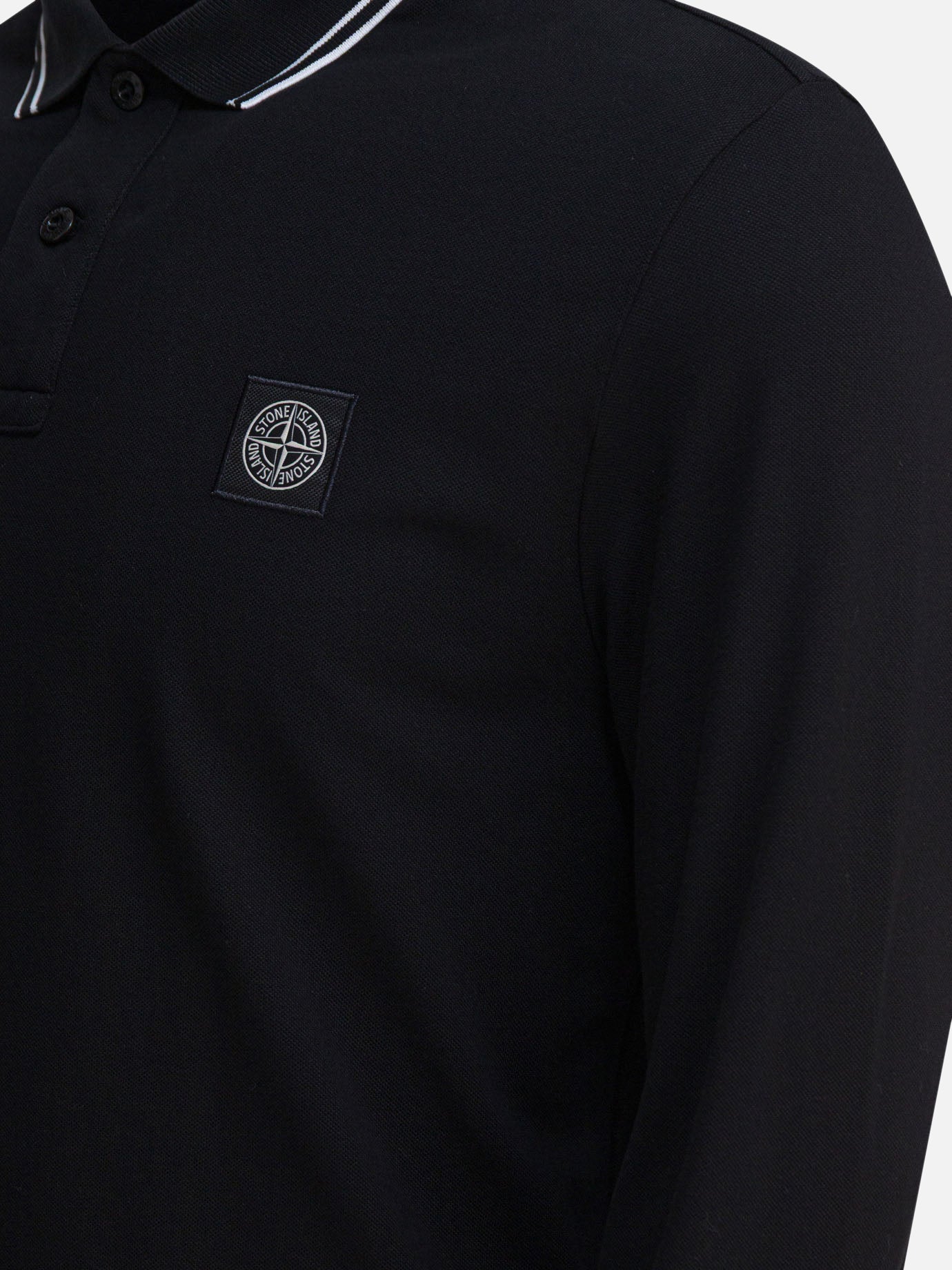 Stone Island Organic cotton and pique polo shirt Black