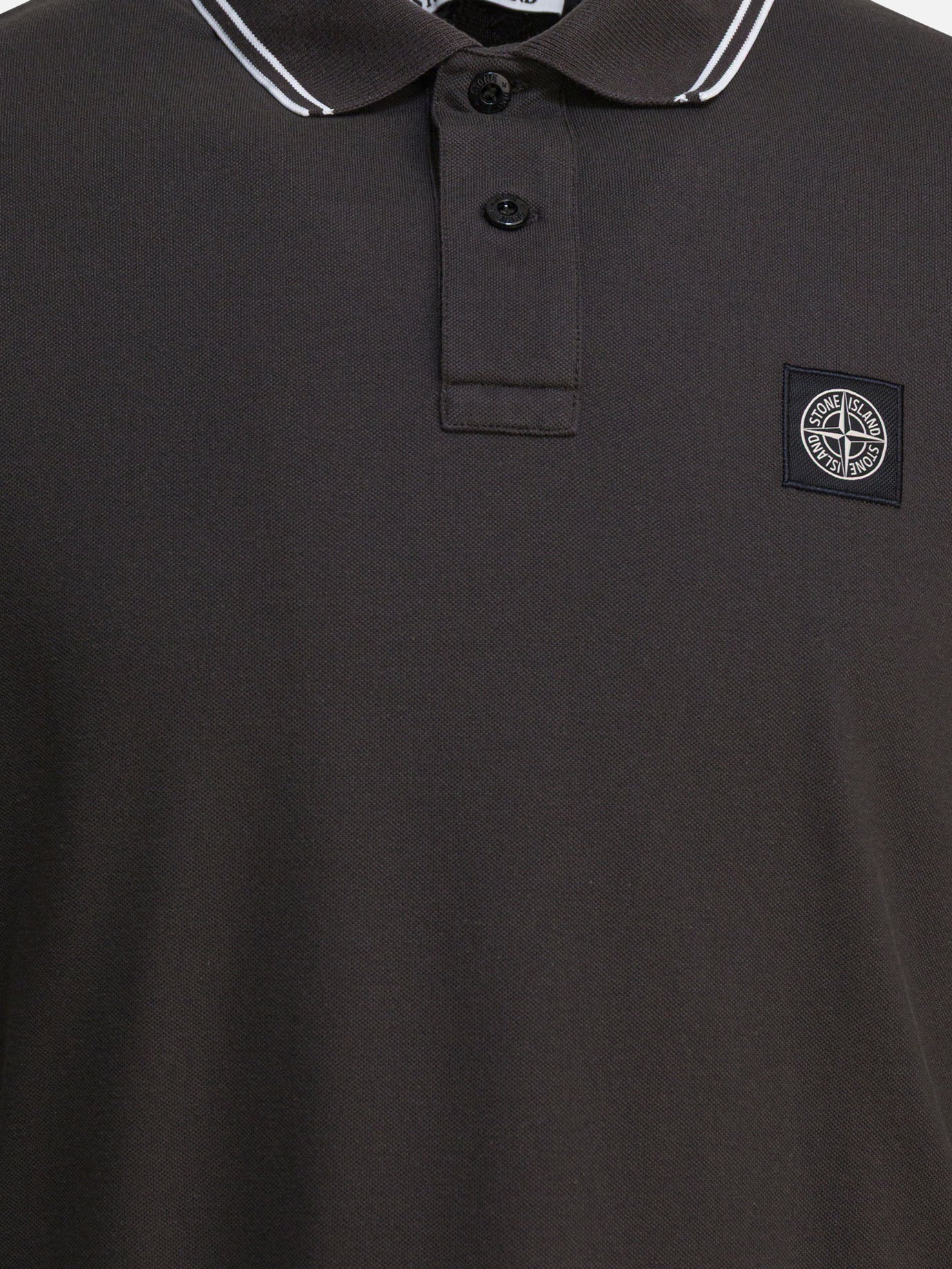 Stone Island Organic cotton and pique polo shirt 25578993_M Grey thumbnail_3