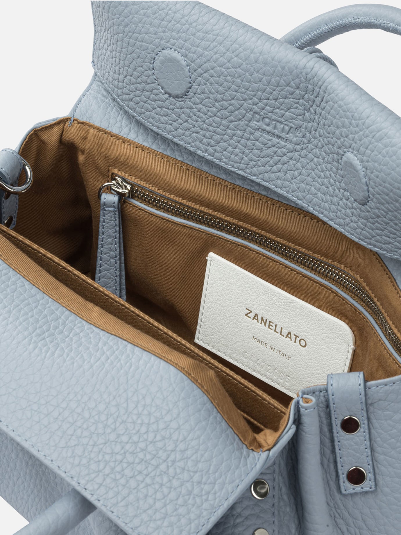 Medium bags 100% cow leather - 100% cotton  Blue - Zanellato Women | PDP | VIETTI Online Store | thumbnail_5